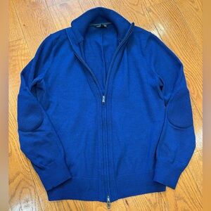 Banana Republic Merino Wool Blend Zip Up Sweater – Men’s Medium w/ Elbow Patches